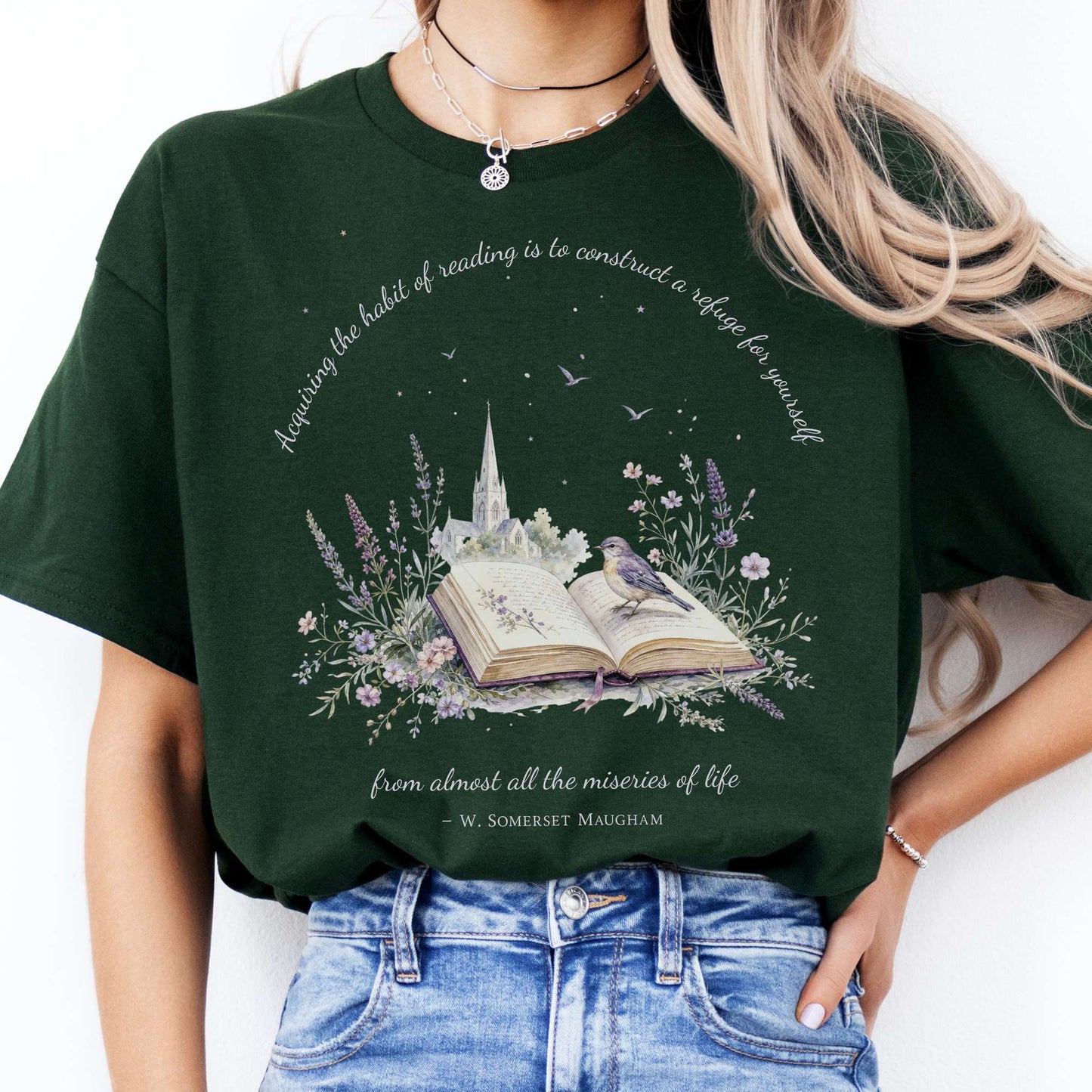 Acquiring the Habit of Reading W. Somerset Maugham Literary T-Shirt