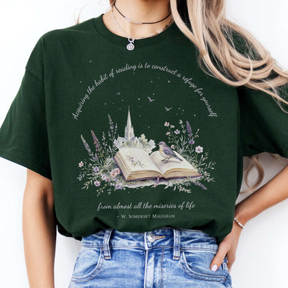 Acquiring the Habit of Reading W. Somerset Maugham Literary T-Shirt