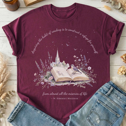 Acquiring the Habit of Reading W. Somerset Maugham Literary T-Shirt