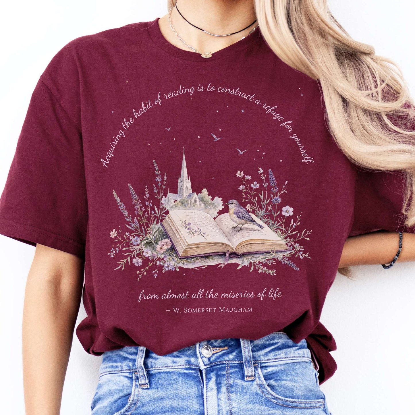 Acquiring the Habit of Reading W. Somerset Maugham Literary T-Shirt