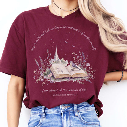 Acquiring the Habit of Reading W. Somerset Maugham Literary T-Shirt