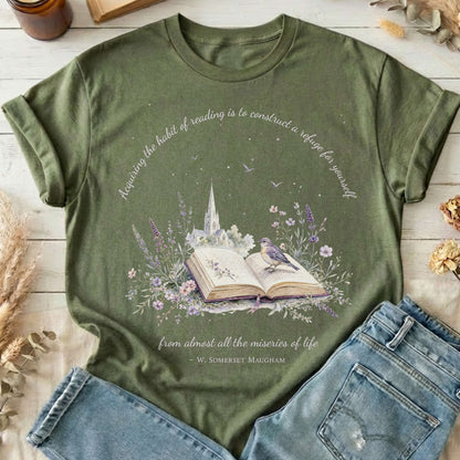 Acquiring the Habit of Reading W. Somerset Maugham Literary T-Shirt
