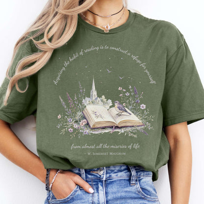 Acquiring the Habit of Reading W. Somerset Maugham Literary T-Shirt