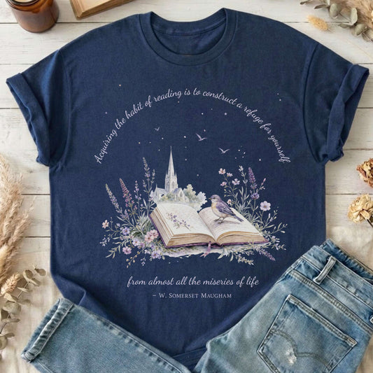 Acquiring the Habit of Reading W. Somerset Maugham Literary T-Shirt
