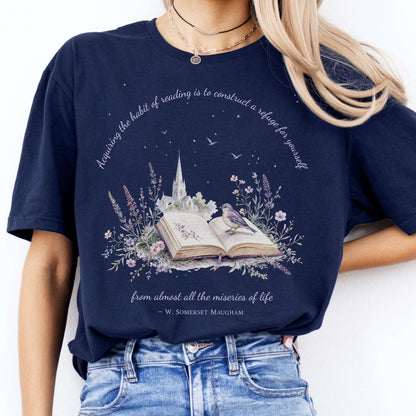 Acquiring the Habit of Reading W. Somerset Maugham Literary T-Shirt