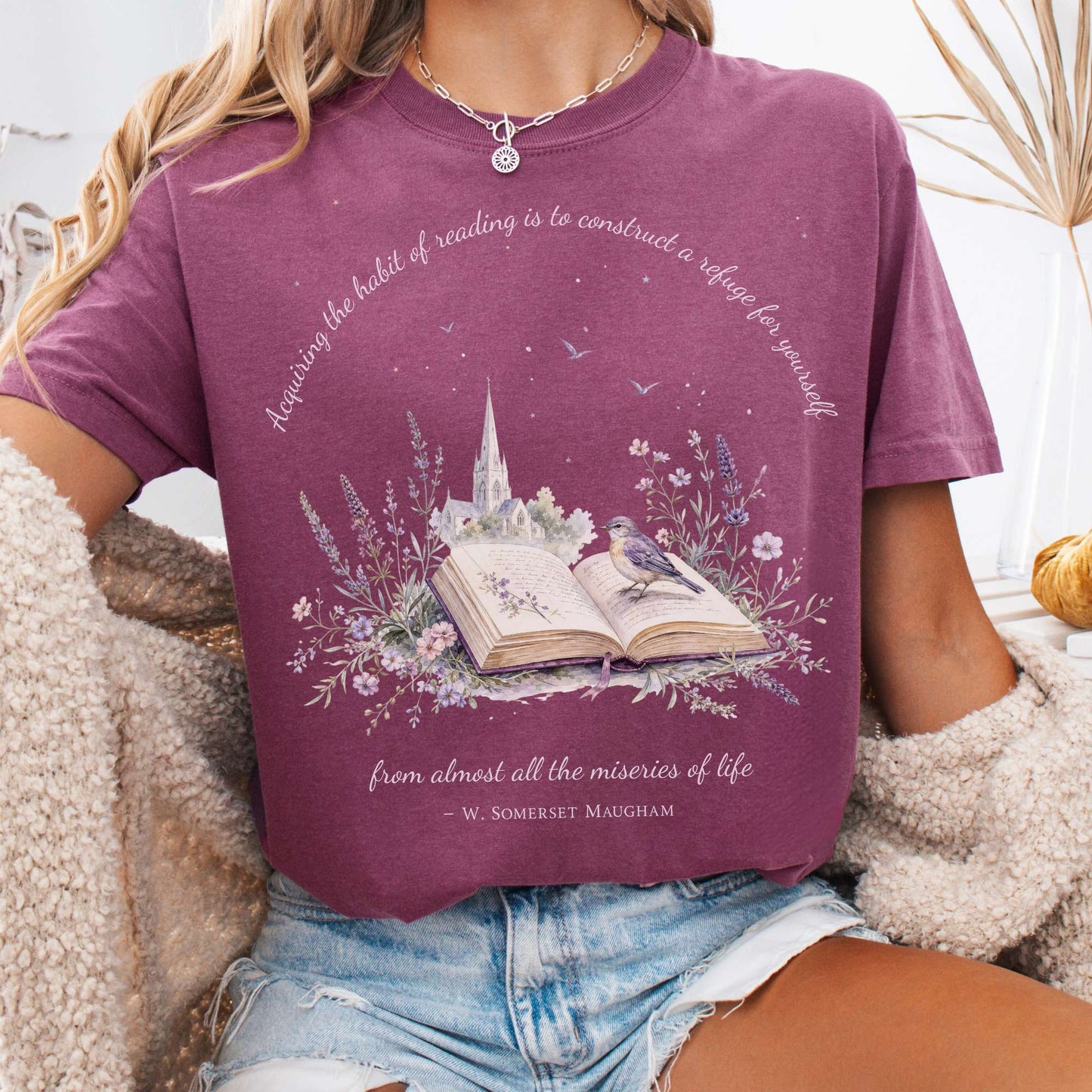 Acquiring the Habit of Reading W. Somerset Maugham Literary T-Shirt