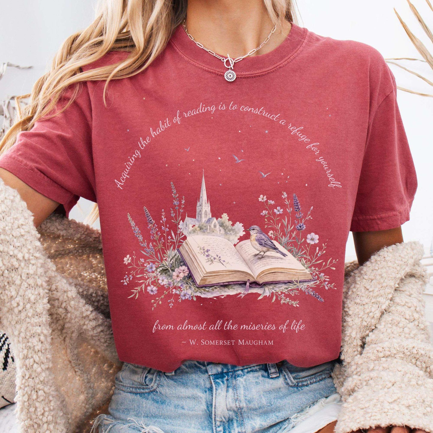 Acquiring the Habit of Reading W. Somerset Maugham Literary T-Shirt