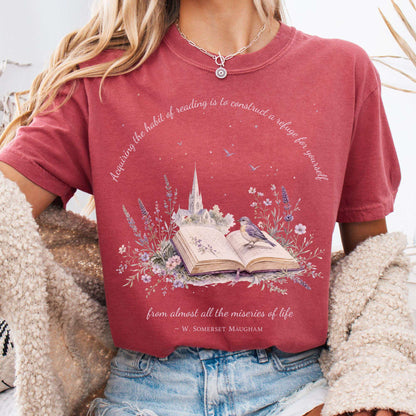 Acquiring the Habit of Reading W. Somerset Maugham Literary T-Shirt