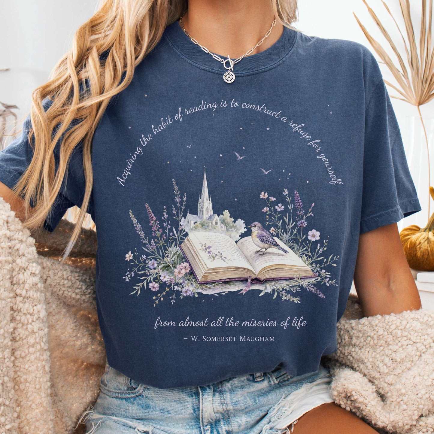 Acquiring the Habit of Reading W. Somerset Maugham Literary T-Shirt