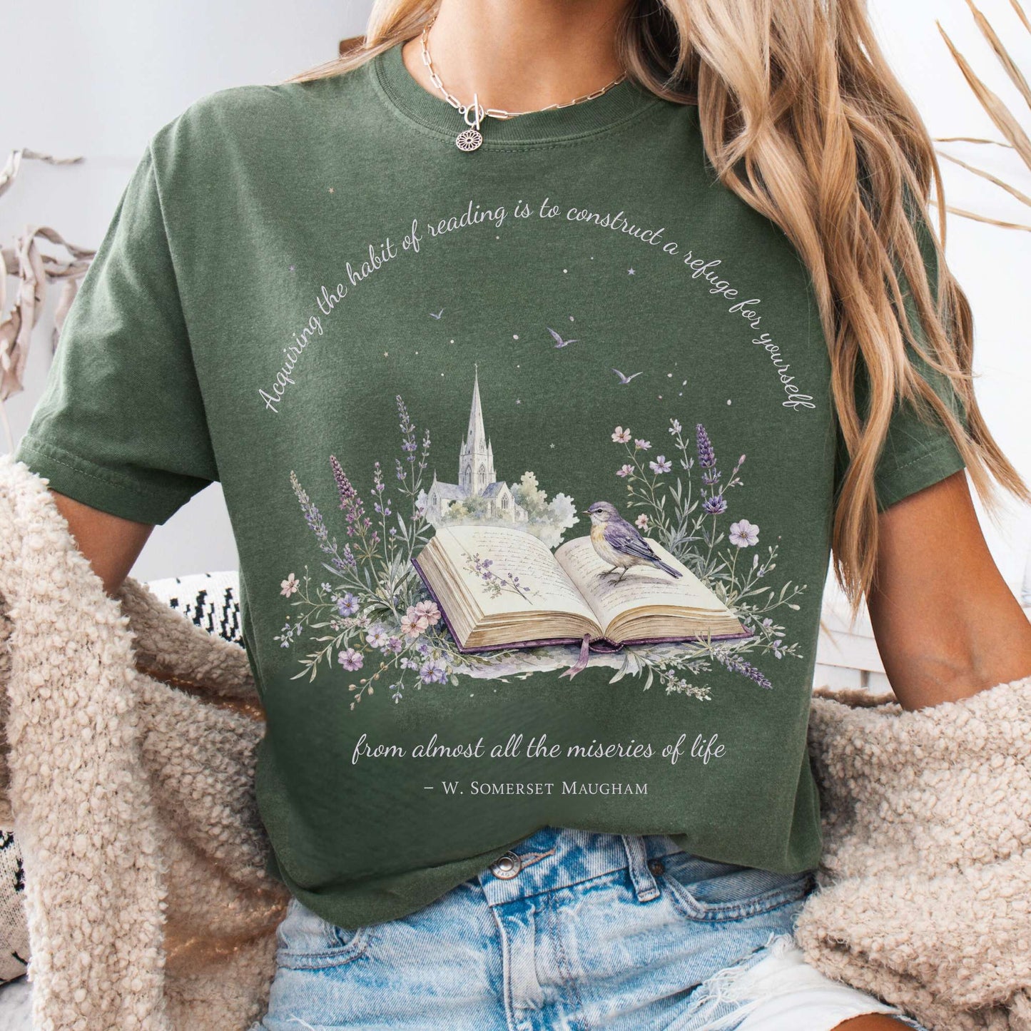 Acquiring the Habit of Reading W. Somerset Maugham Literary T-Shirt