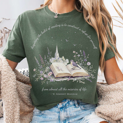 Acquiring the Habit of Reading W. Somerset Maugham Literary T-Shirt