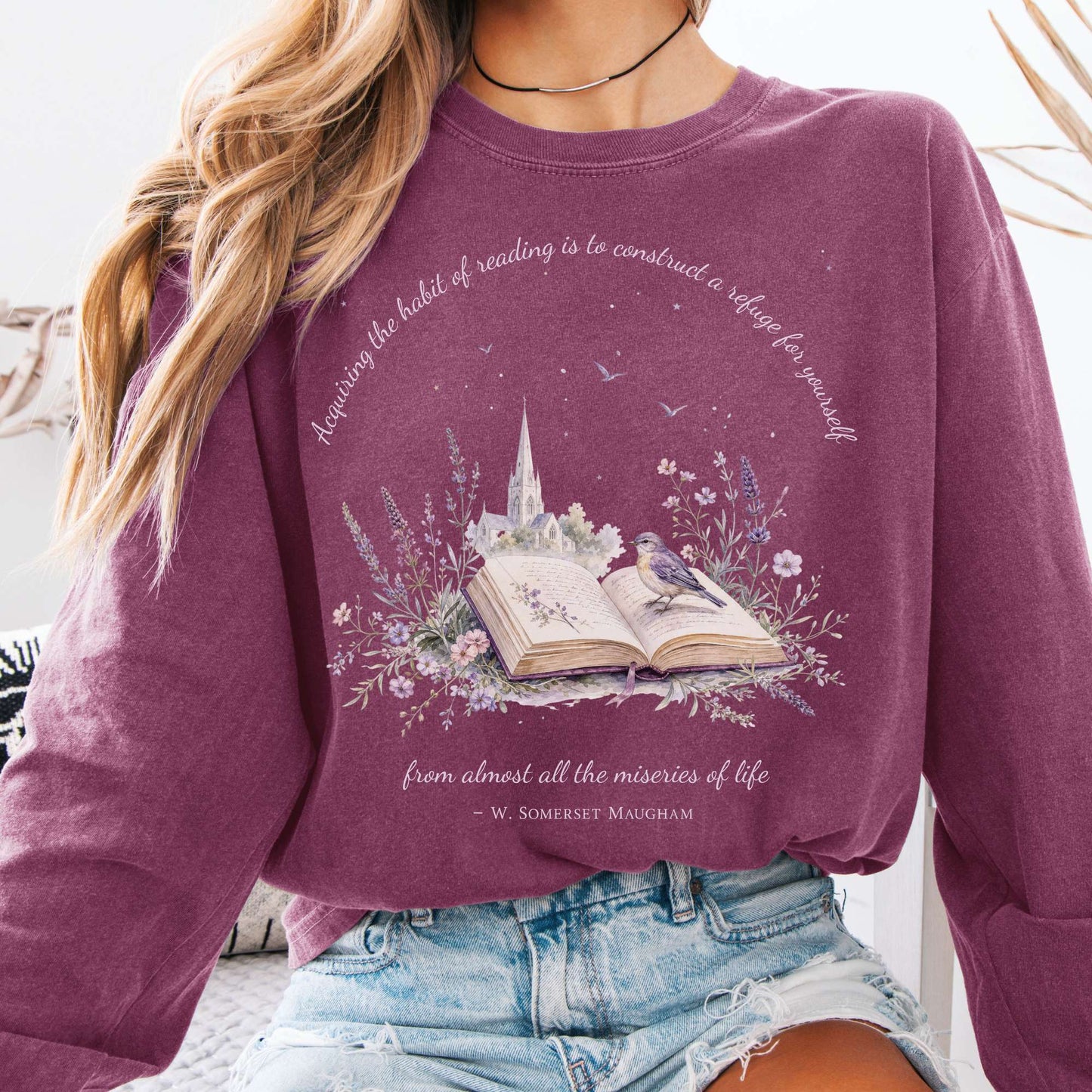 Acquiring the Habit of Reading W. Somerset Maugham Literary Long Sleeve