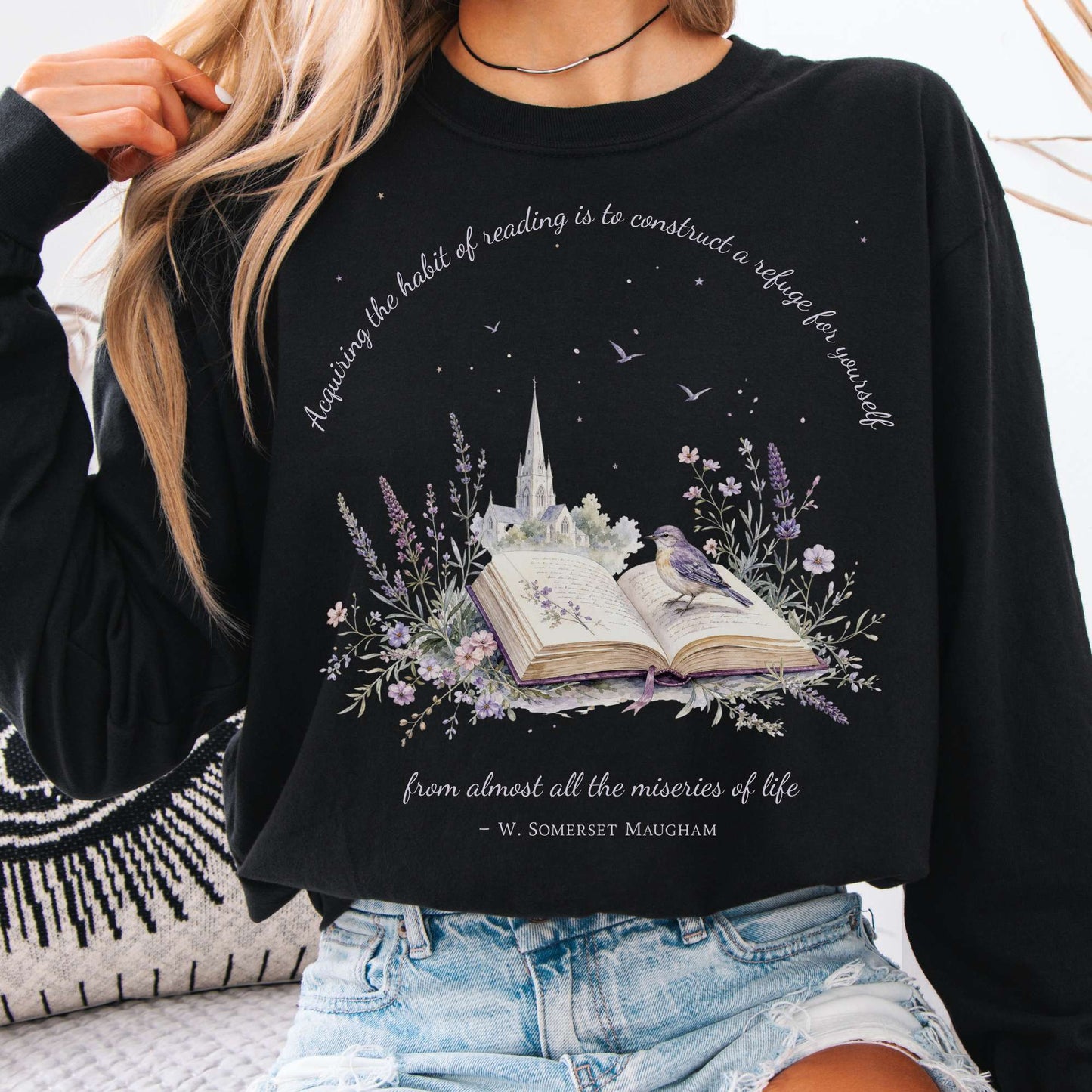 Acquiring the Habit of Reading W. Somerset Maugham Literary Long Sleeve