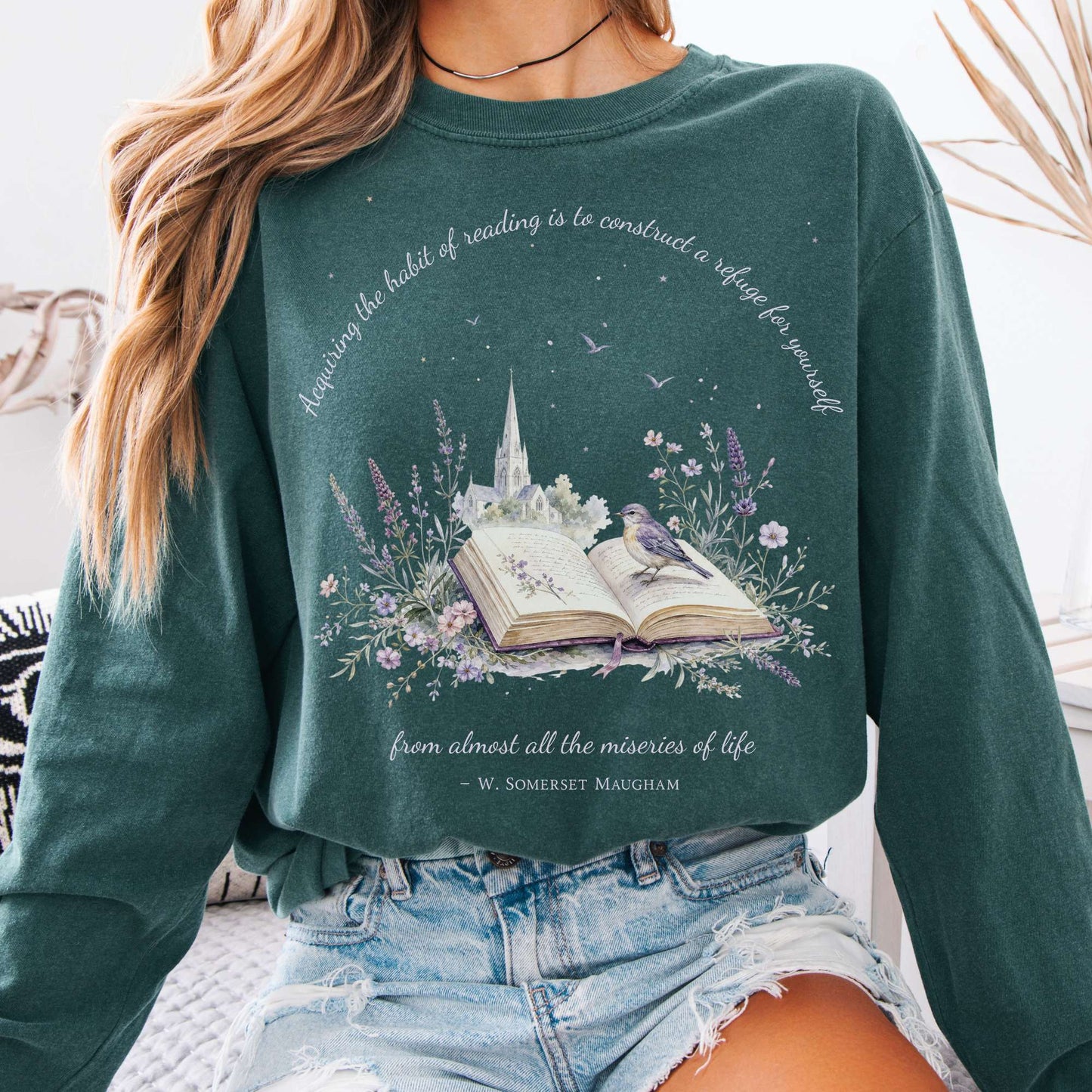 Acquiring the Habit of Reading W. Somerset Maugham Literary Long Sleeve