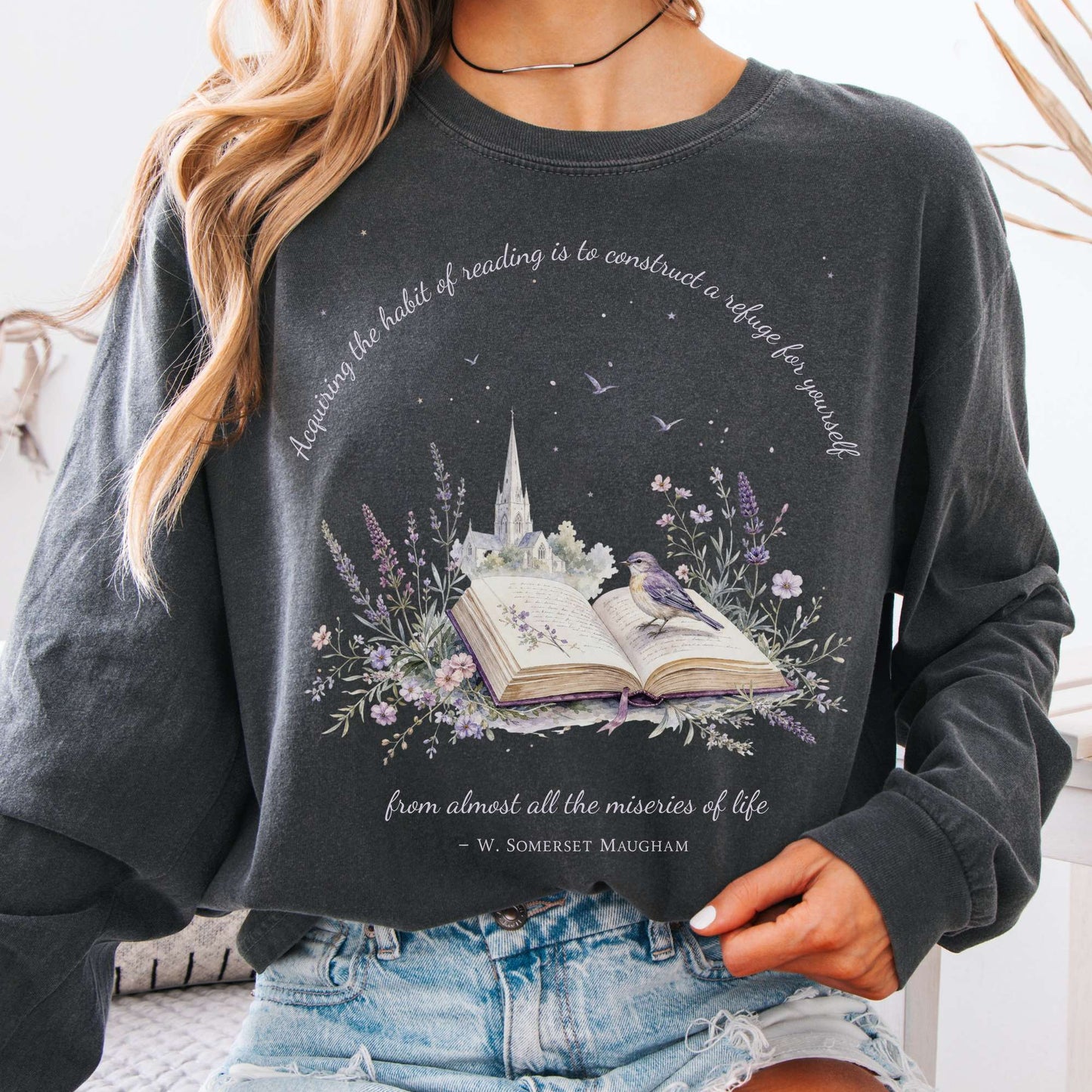 Acquiring the Habit of Reading W. Somerset Maugham Literary Long Sleeve
