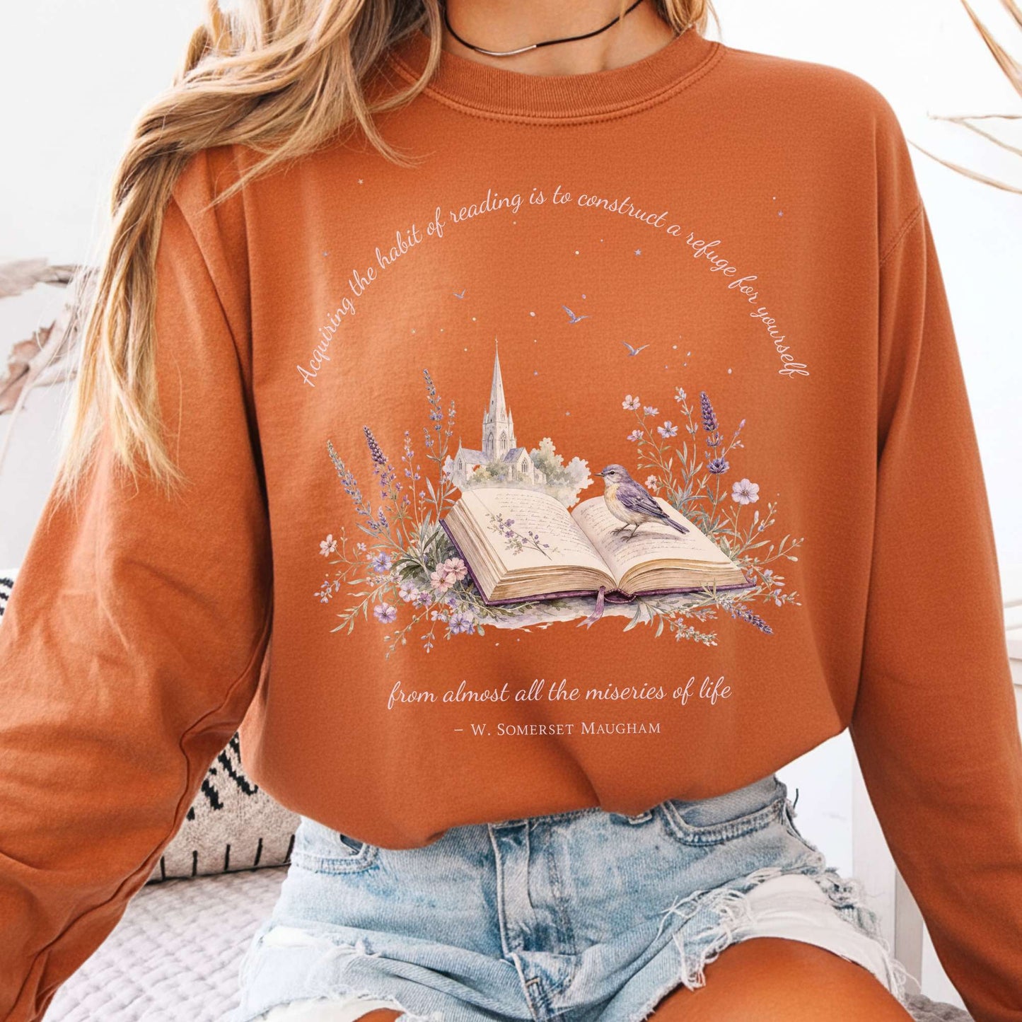 Acquiring the Habit of Reading W. Somerset Maugham Literary Long Sleeve
