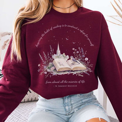 Acquiring the Habit of Reading W. Somerset Maugham Literary Crewneck Sweatshirt