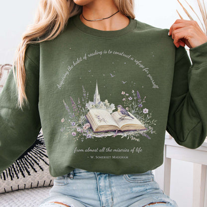Acquiring the Habit of Reading W. Somerset Maugham Literary Crewneck Sweatshirt