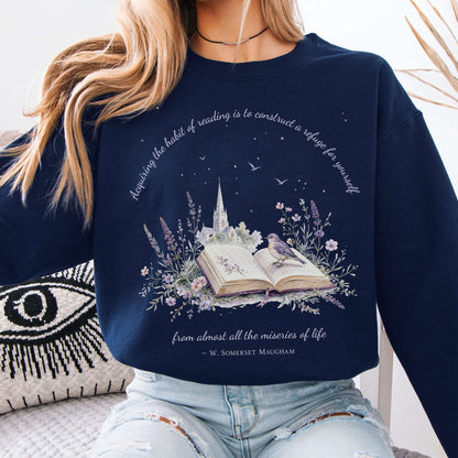 Acquiring the Habit of Reading W. Somerset Maugham Literary Crewneck Sweatshirt