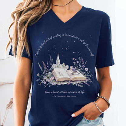 Acquiring the Habit of Reading W. Somerset Maugham Literary V-Neck