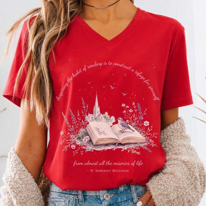 Acquiring the Habit of Reading W. Somerset Maugham Literary V-Neck