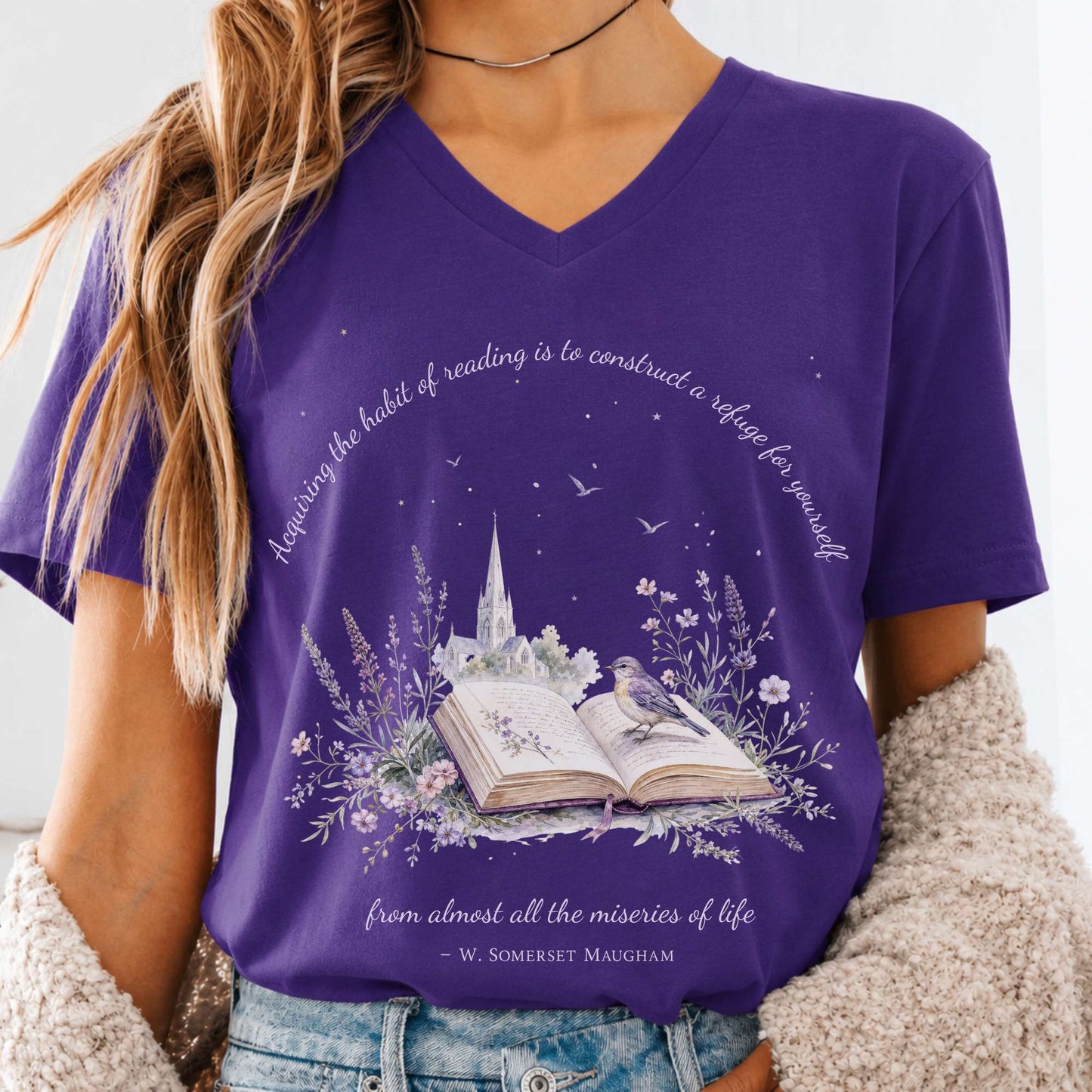Acquiring the Habit of Reading W. Somerset Maugham Literary V-Neck
