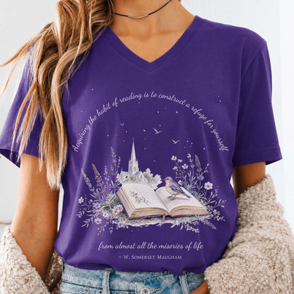 Acquiring the Habit of Reading W. Somerset Maugham Literary V-Neck