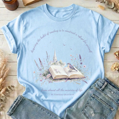 Acquiring the Habit of Reading W. Somerset Maugham Literary T-Shirt