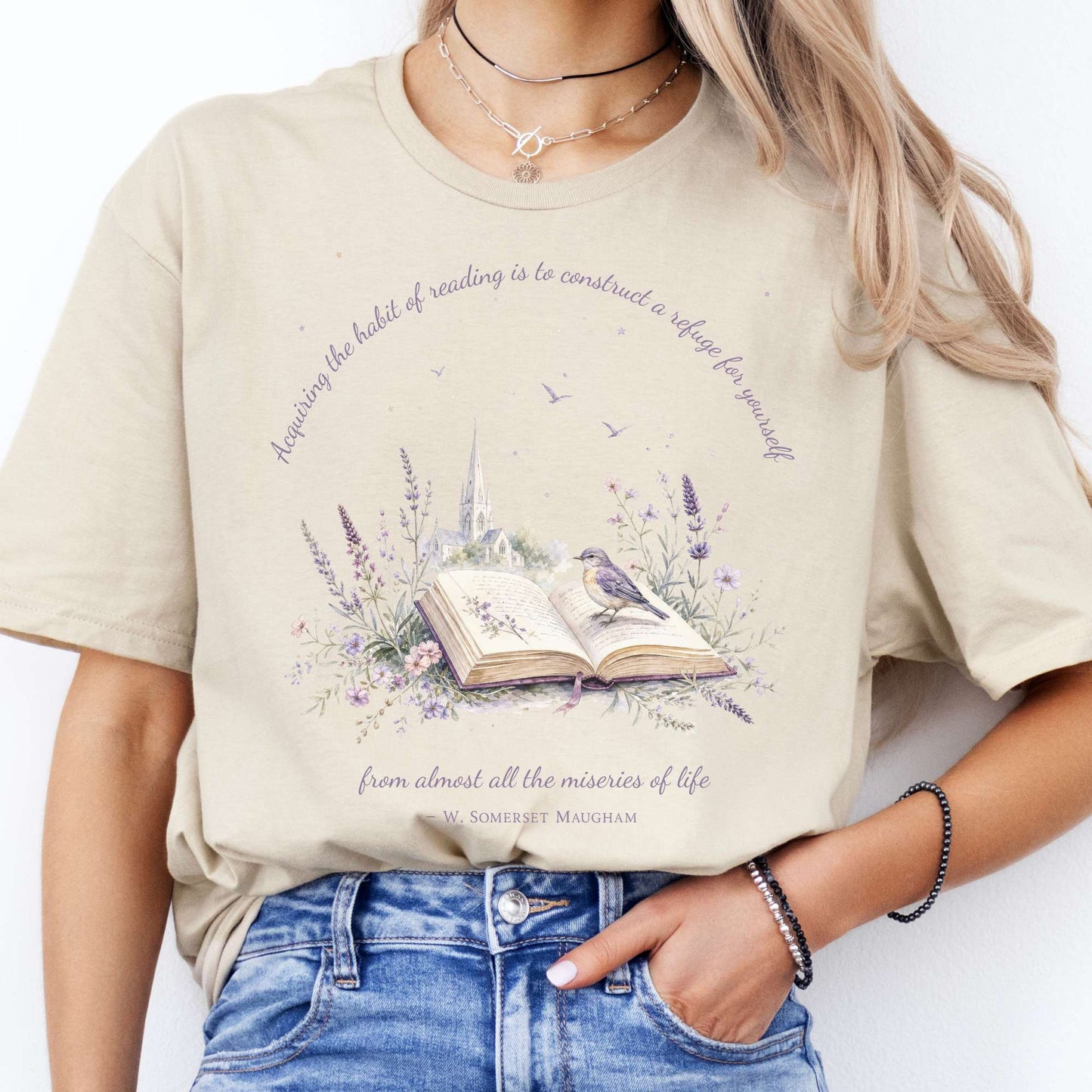 Acquiring the Habit of Reading W. Somerset Maugham Literary T-Shirt