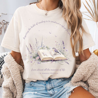 Acquiring the Habit of Reading W. Somerset Maugham Literary T-Shirt