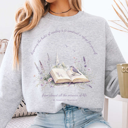 Acquiring the Habit of Reading W. Somerset Maugham Literary Crewneck Sweatshirt
