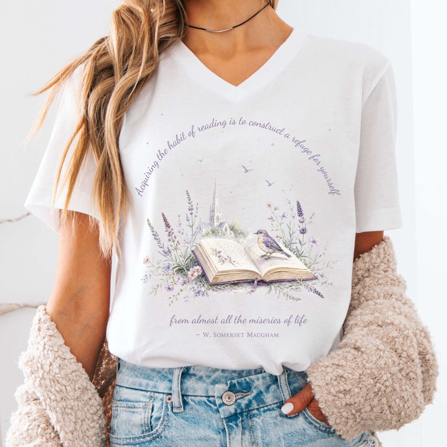 Acquiring the Habit of Reading W. Somerset Maugham Literary V-Neck