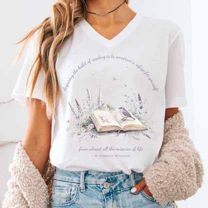 Acquiring the Habit of Reading W. Somerset Maugham Literary V-Neck