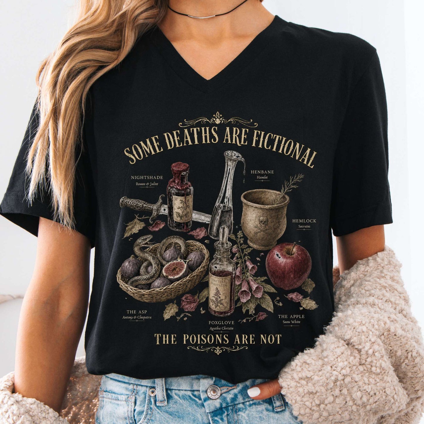 Some Deaths Are Fictional The Poisons Are Not Literary V-Neck