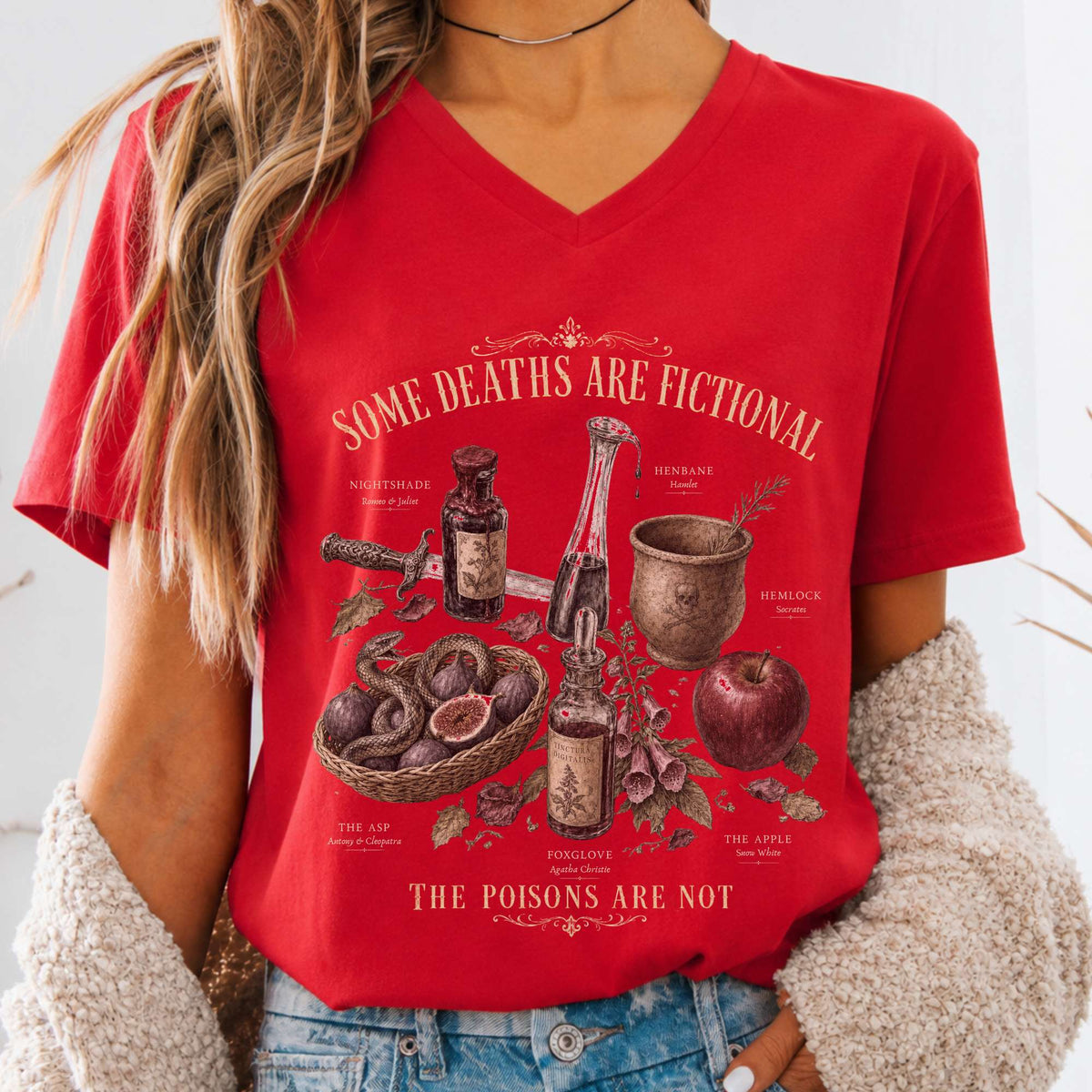 Some Deaths Are Fictional The Poisons Are Not Literary V-Neck