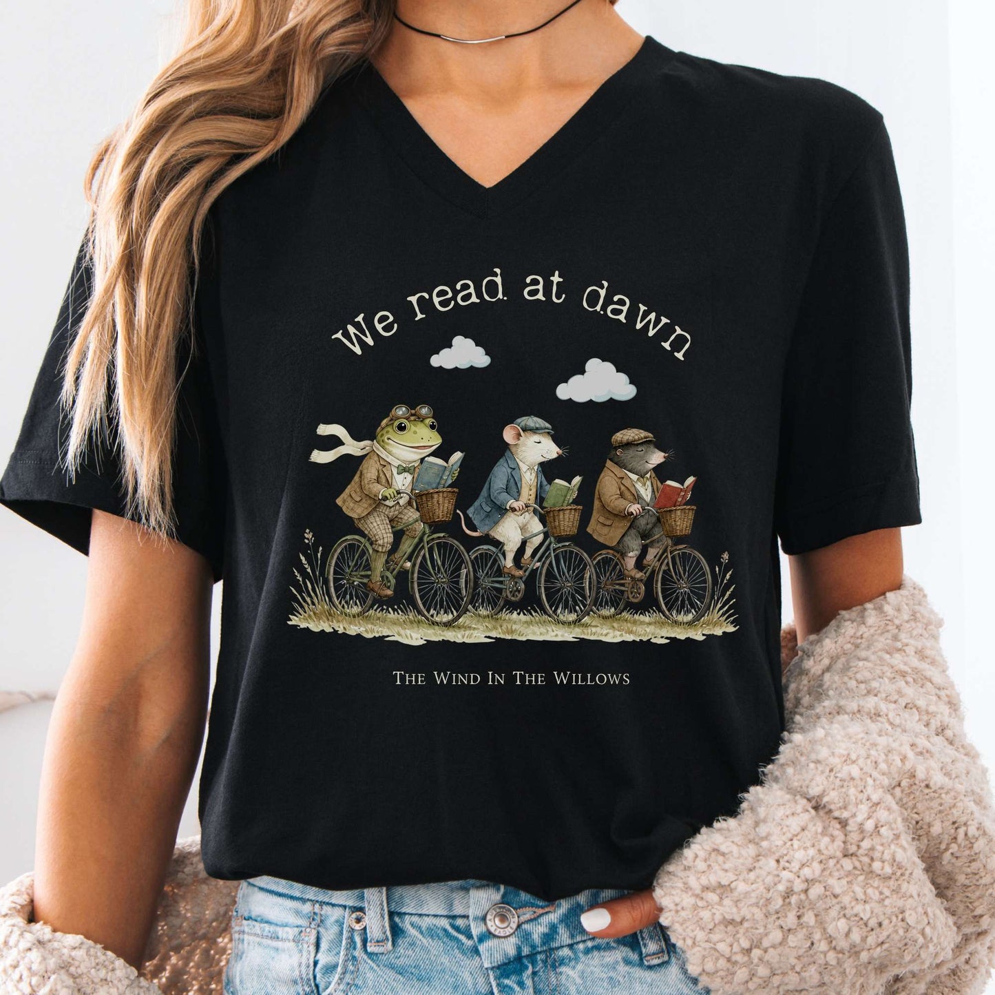 We Read at Dawn The Wind in the Willows Literary V-Neck