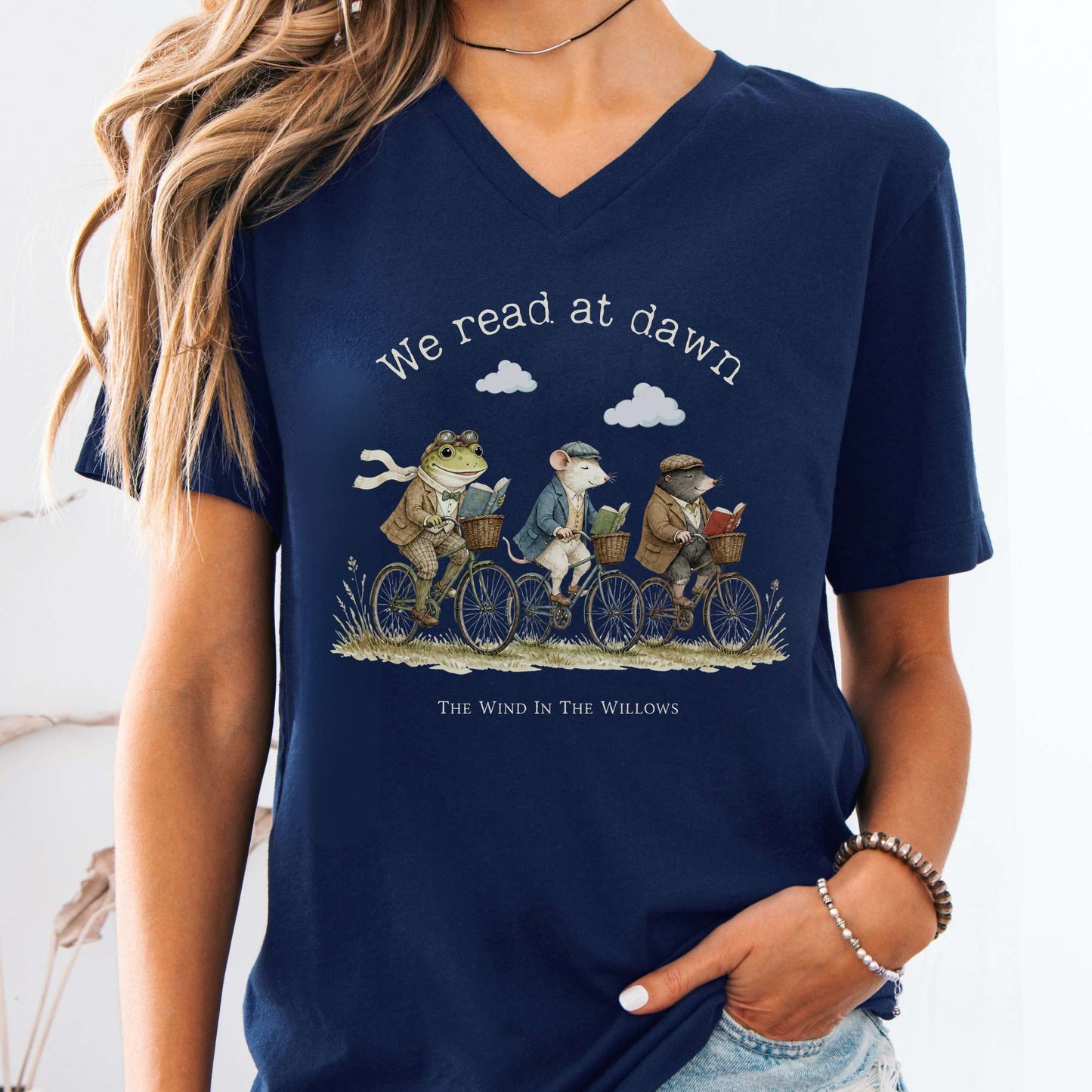 We Read at Dawn The Wind in the Willows Literary V-Neck
