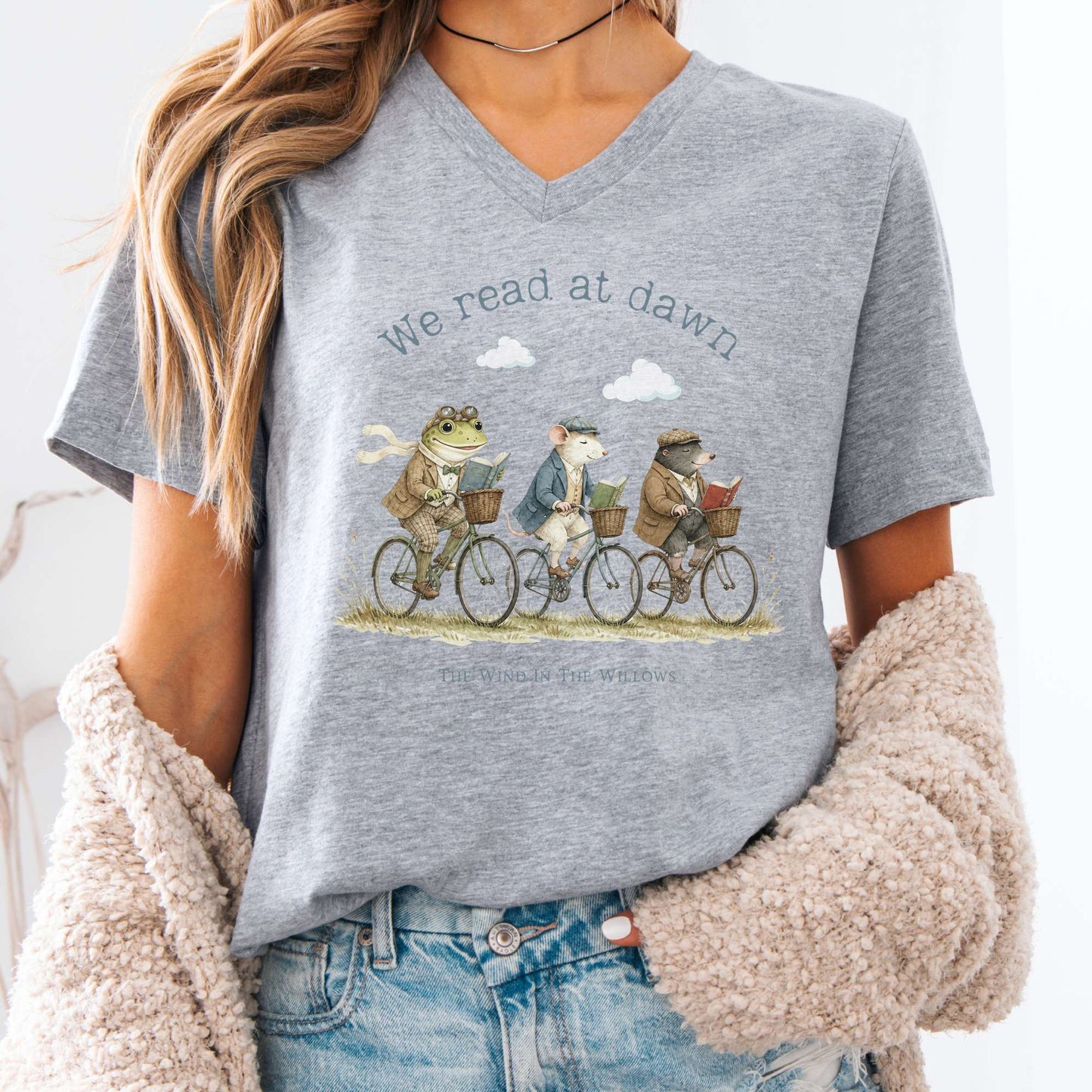 We Read at Dawn The Wind in the Willows Literary V-Neck
