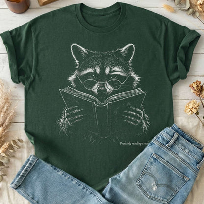 Probably Reading Trash Raccoon Literary T-Shirt