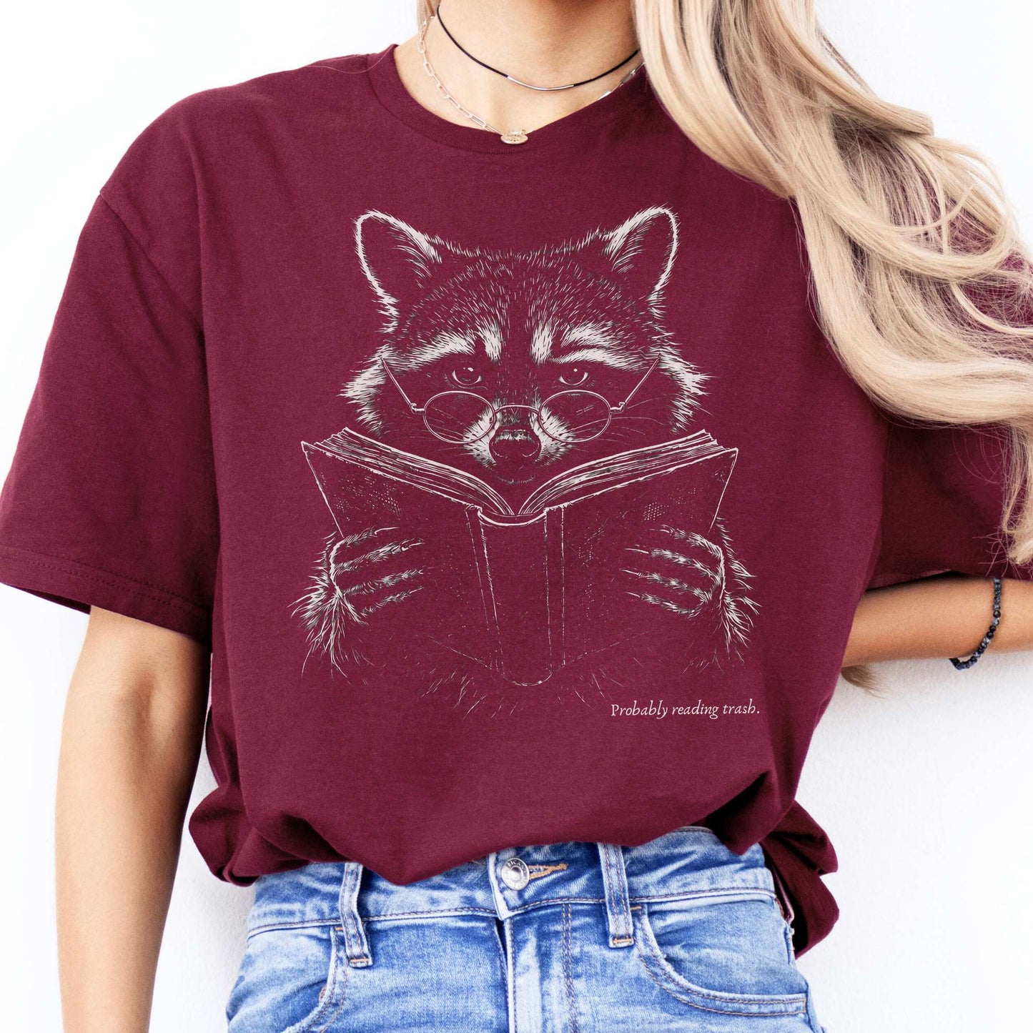 Probably Reading Trash Raccoon Literary T-Shirt