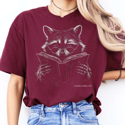 Probably Reading Trash Raccoon Literary T-Shirt