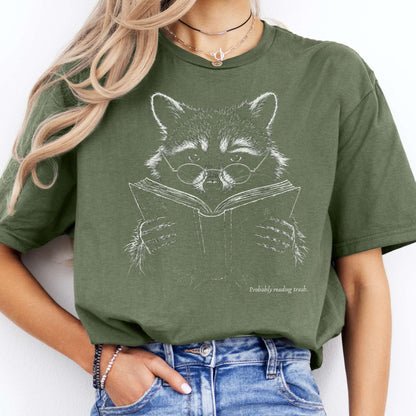 Probably Reading Trash Raccoon Literary T-Shirt