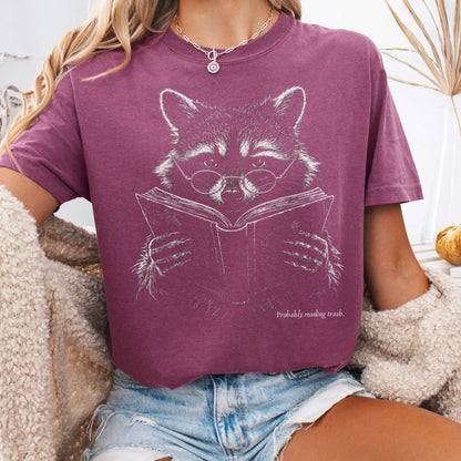 Probably Reading Trash Raccoon Literary T-Shirt