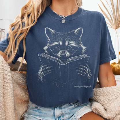 Probably Reading Trash Raccoon Literary T-Shirt