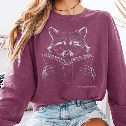 Probably Reading Trash Raccoon Literary Long Sleeve