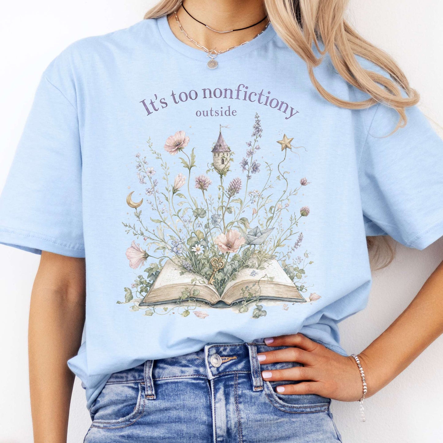 It's Too Nonfictiony Outside Floral Book Literary T-Shirt