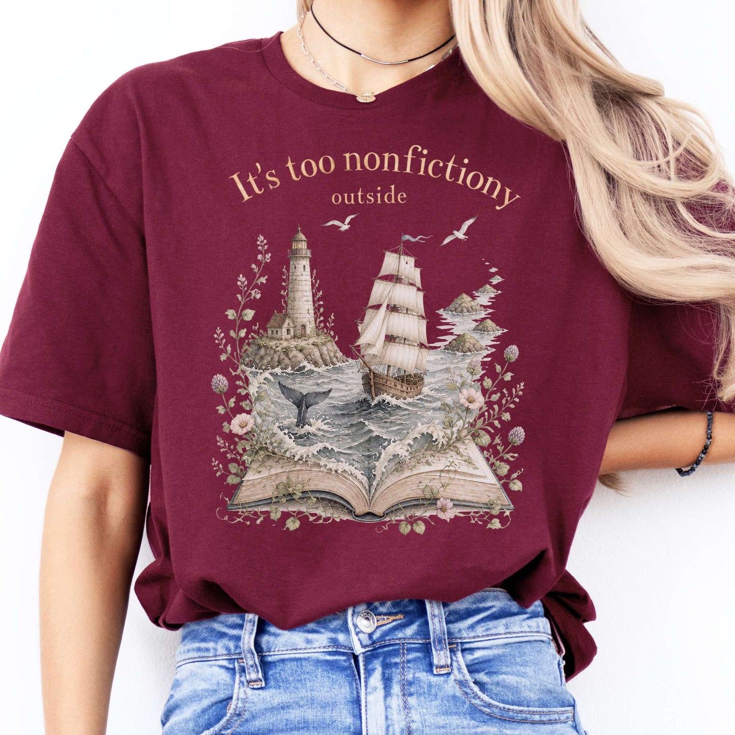 It's Too Nonfictiony Outside Boat Bookish T-Shirt
