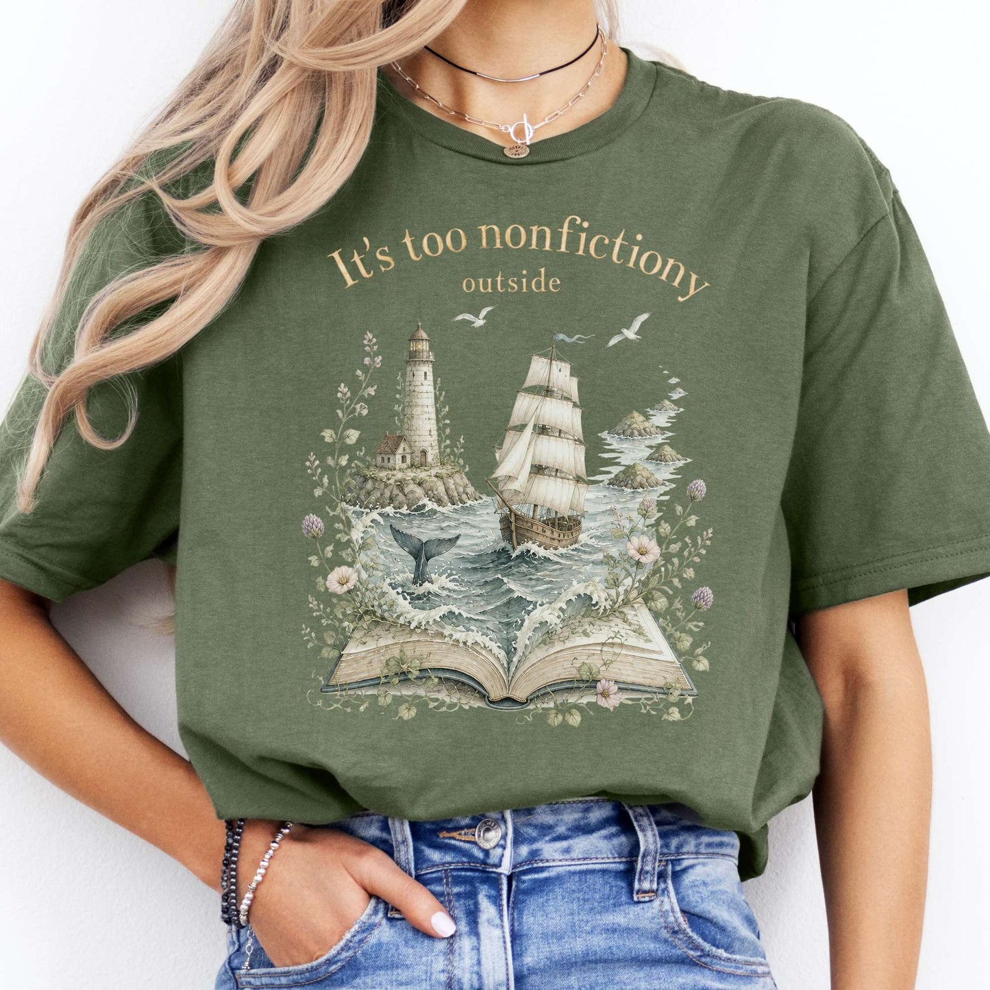 It's Too Nonfictiony Outside Boat Bookish T-Shirt