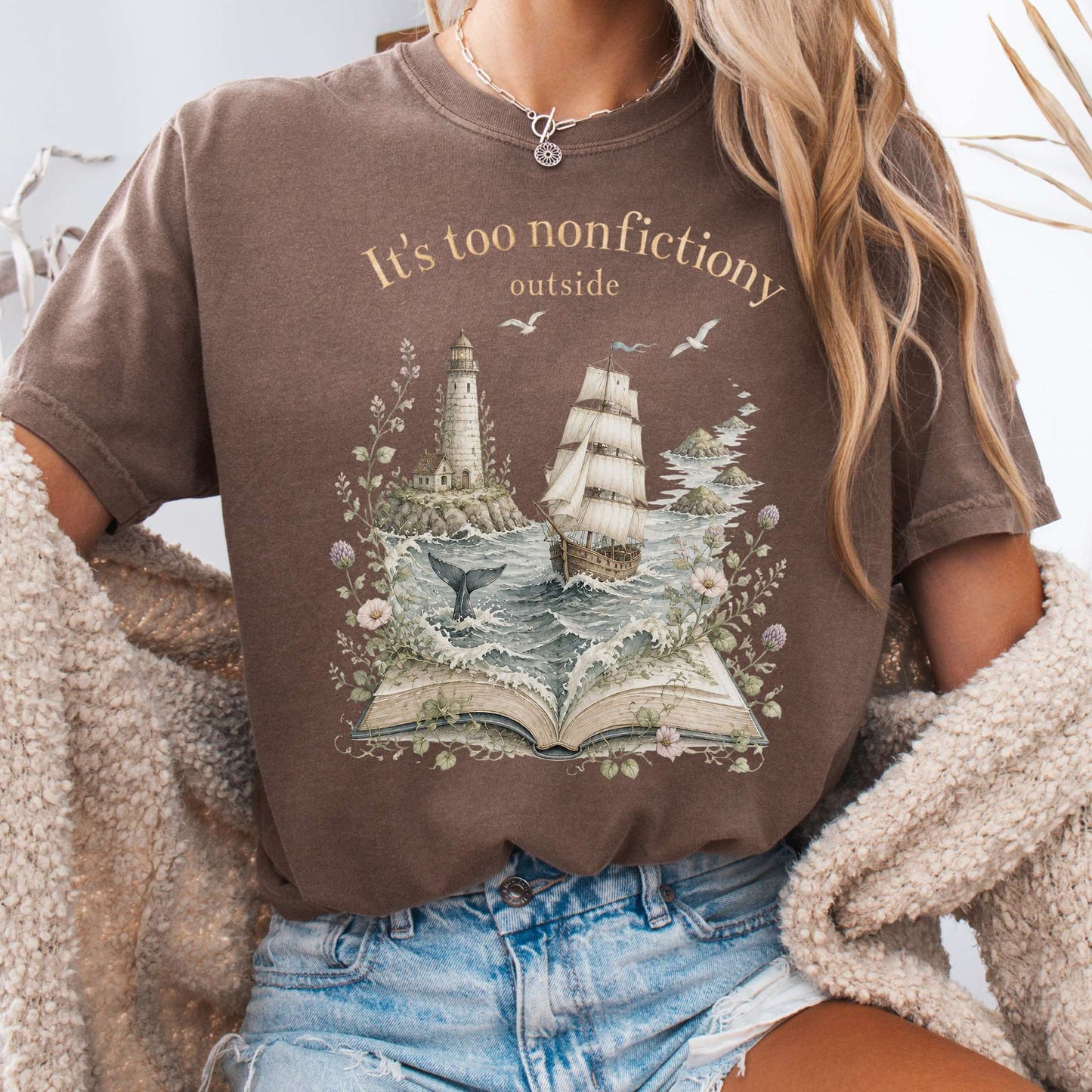 It's Too Nonfictiony Outside Boat Bookish T-Shirt