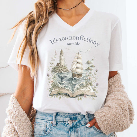 It's Too Nonfictiony Outside Boat Bookish V-Neck